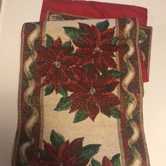 Pointesetta Holiday Table Runner 70 x 12.5 - Picture 6 of 11